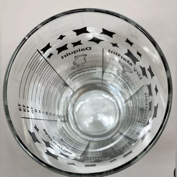 VINTAGE Federal Cocktail Drink Recipe Glass with 5 Recipes Black Print - 6” Tall - Picture 6 of 11